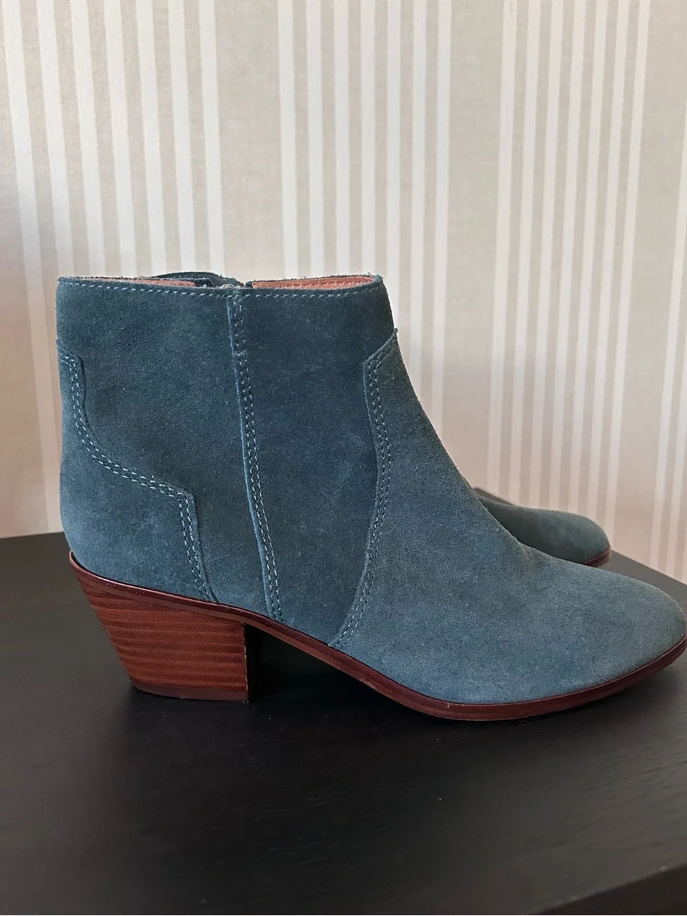 Madewell The Western Boot In Teal Blue Genuine Suede Women’s Size 7.5 NEW